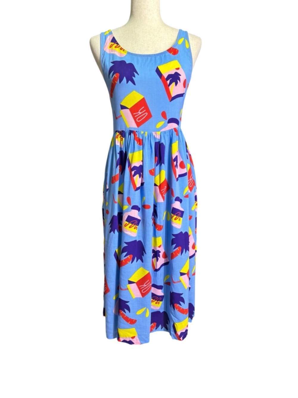 Nooworks Light Blue Tropical Print Midi Dress